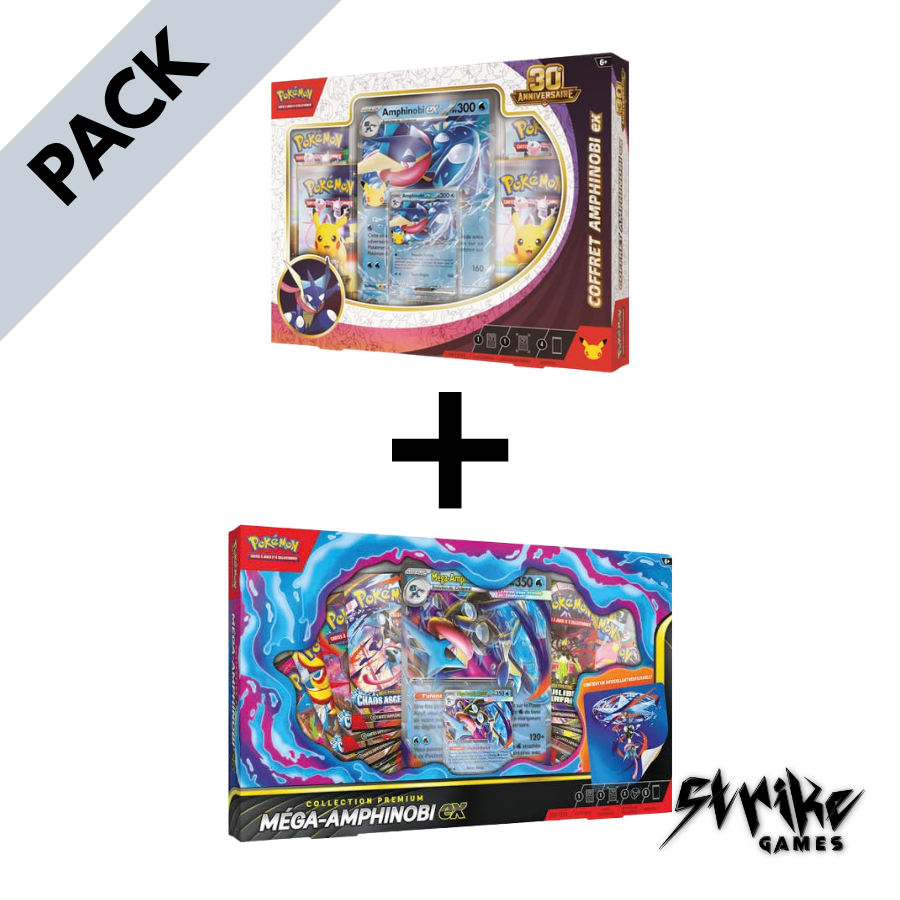 Pack Pokémon : Coffret Amphinobi-ex 30e Anniversaire + Méga-Amphinobi ex Premium Collection | FR
