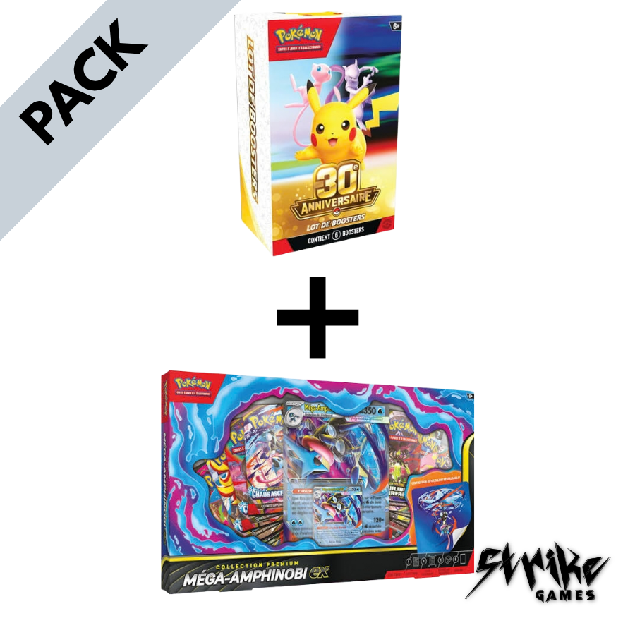 Pack Pokémon : Bundle 30e Anniversaire + Méga-Amphinobi ex Premium Collection | FR
