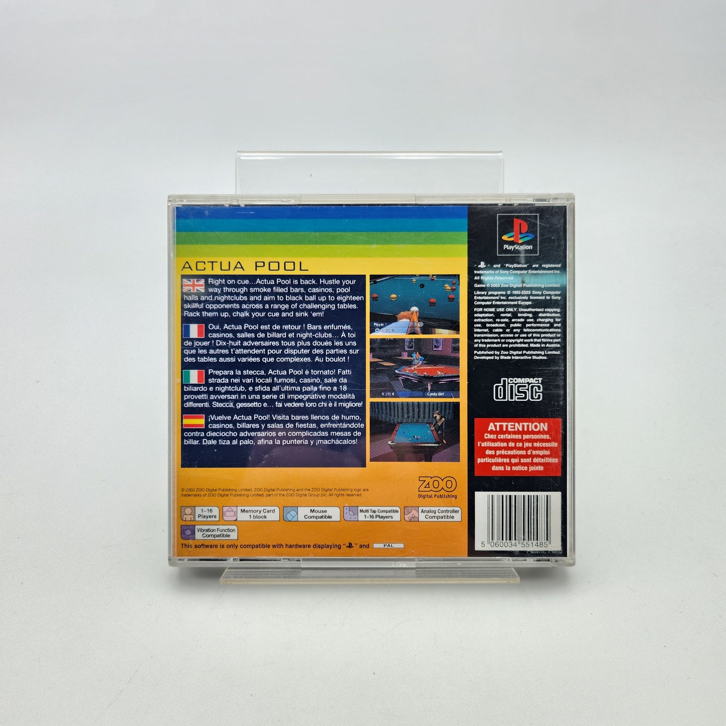 ACTUA POOL - PLAYSTATION 1