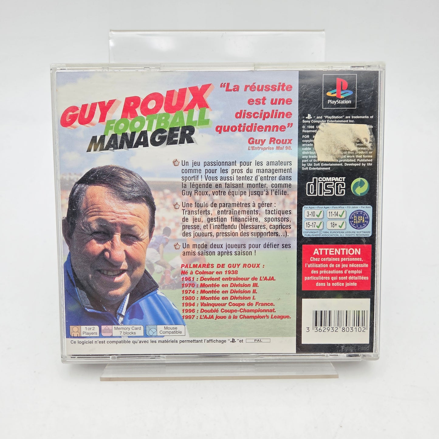 GUY ROUX FOOTBALL MANAGER - PLAYSTATION 1
