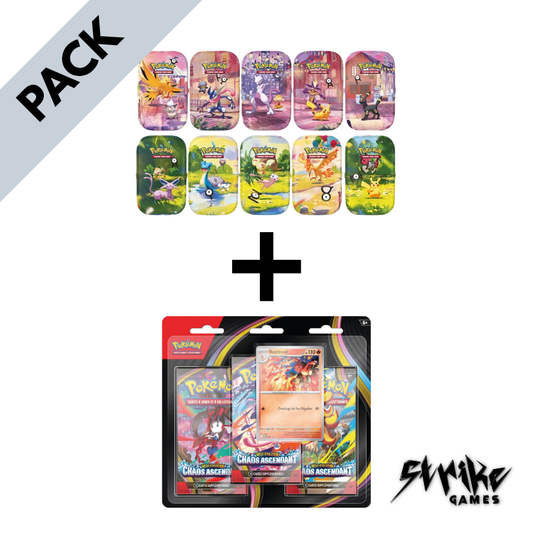 Pack Pokémon : 1 Mini Tin 30e Anniversaire + 1 Tripack Chaos Ascendant | FR
