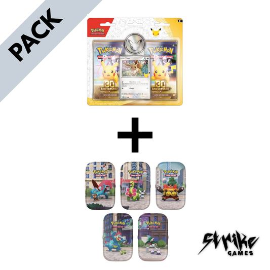 Pack Pokémon : Duopack Évoli 30e Anniversaire + 1 Mini-boîtes Illumis | FR