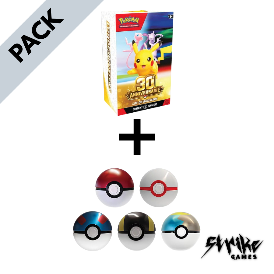 Pack Pokémon : 1 Bundle 30e Anniversaire + 1 Pokéball (3 Boosters) | FR