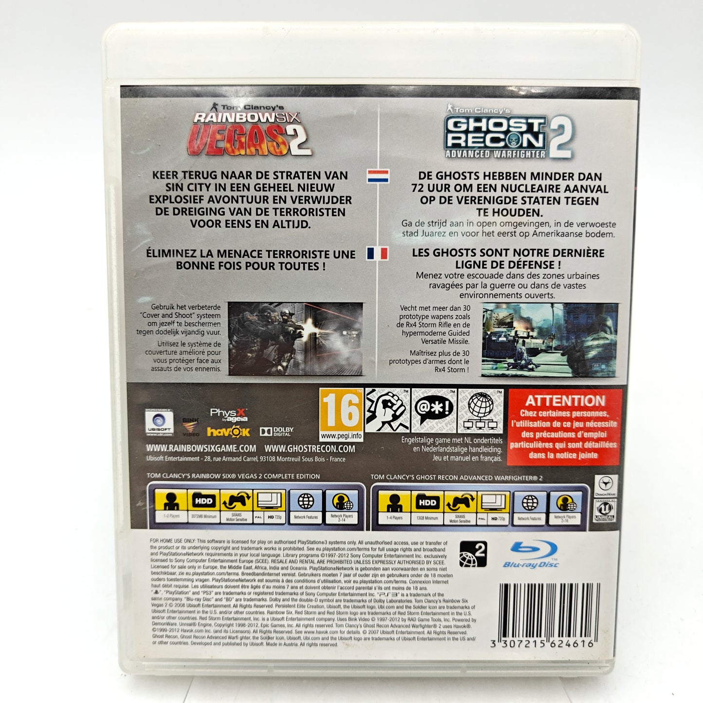 RAINBOW SIX : VEGAS 2 + GHOST RECON ADVANCE WARFIGHTER 2 - PLAYSTATION 3