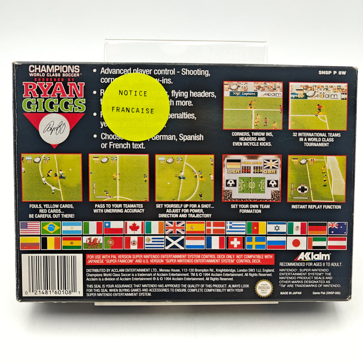 CHAMPIONS WORLD CLASS SOCCER – RYAN GIGGS - SUPER NINTENDO