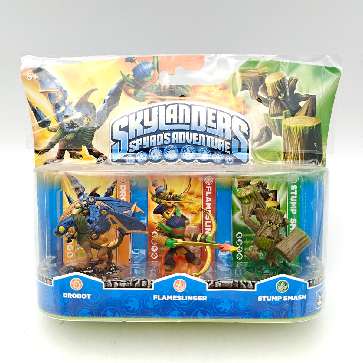 SKYLANDERS SPYRO'S ADVENTURE – TRIPLE PACK – DROBOT / FLAMESLINGER / STUMP SMASH