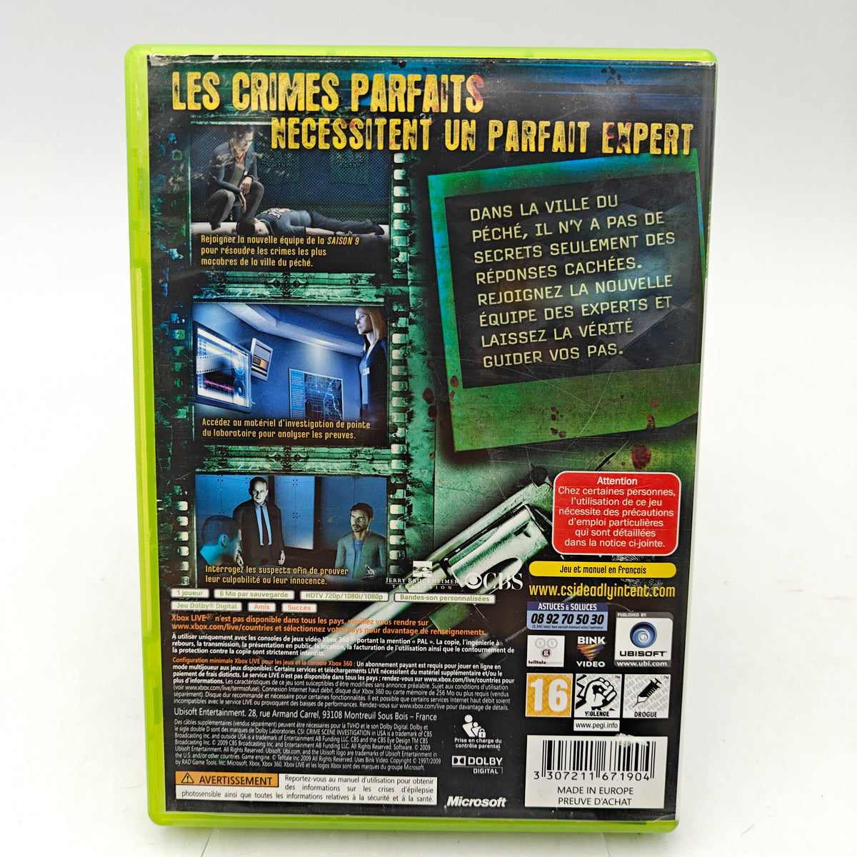 LES EXPERTS : CRIME SCENE INVESTIGATION – PRÉMÉDITATION - XBOX 360