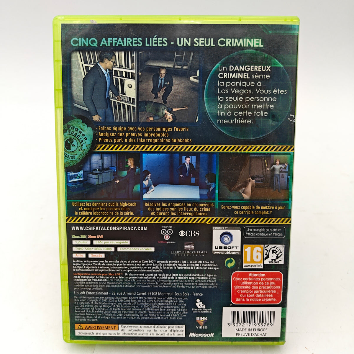 LES EXPERTS : CRIME SCENE INVESTIGATION – COMPLOT À LAS VEGAS - XBOX 360