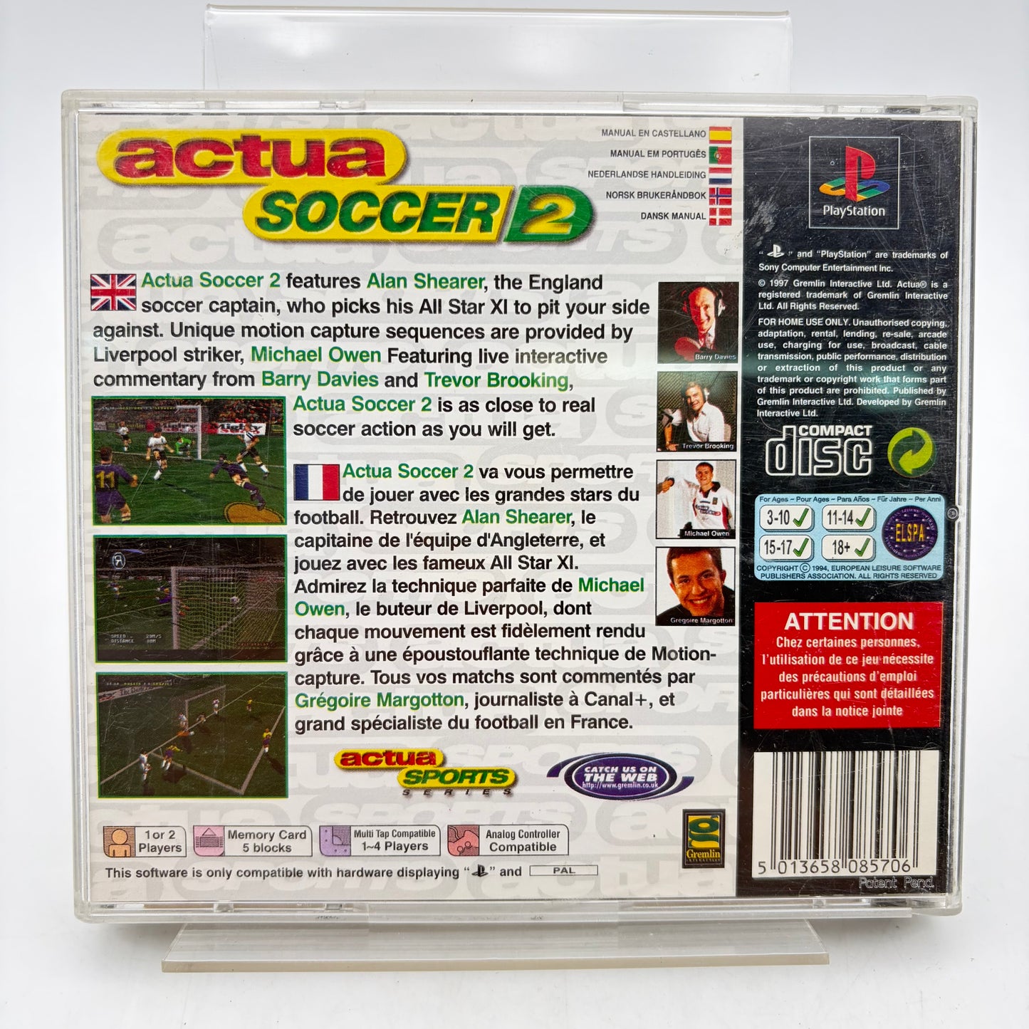 ACTUA SOCCER 2 - PLAYSTATION 1