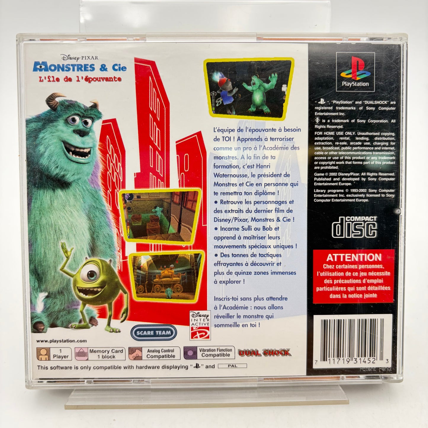 DISNEY/PIXAR MONSTRES & CIE : L'ÎLE DE L'ÉPOUVANTE - PLAYSTATION 1