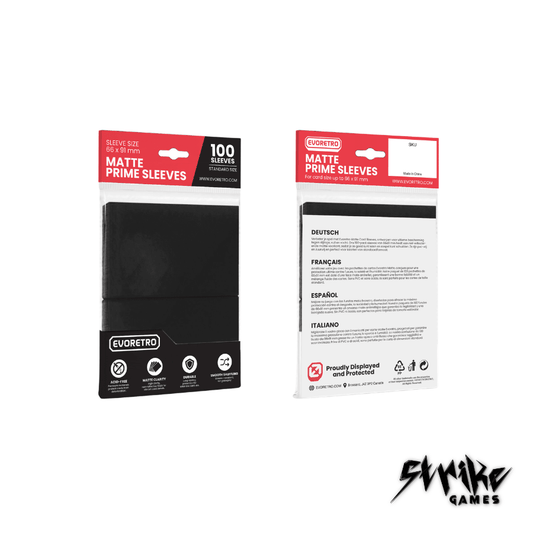 EVORETRO -Pochettes cartes mates Format standard 66x91mm noir 100-Pack - Strike Games